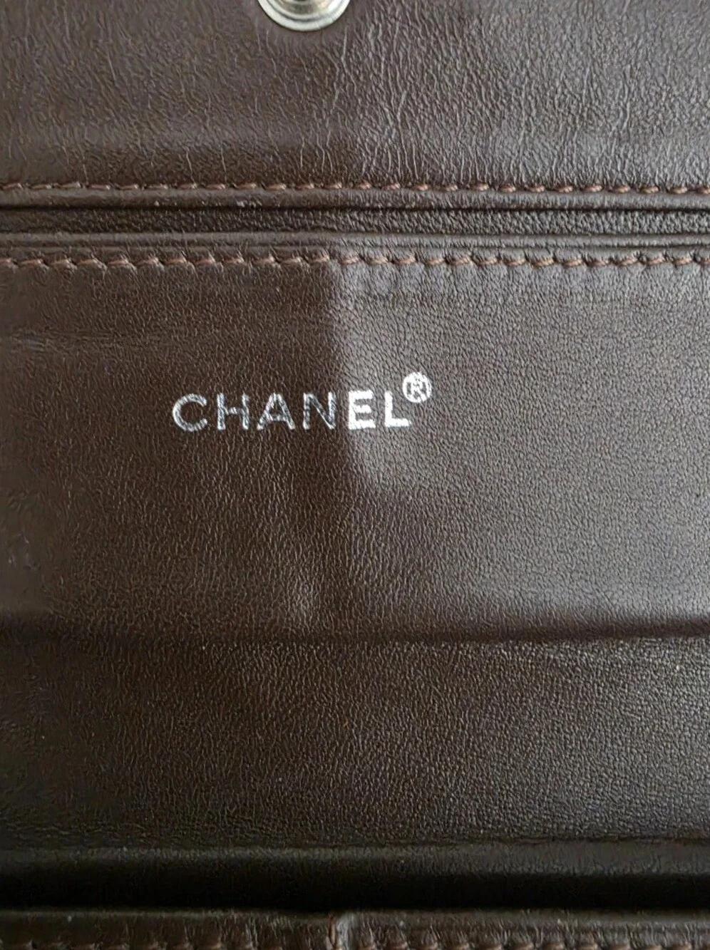 AUTHENTIC Chanel Brown & Green Monogram Canvas Wallet - Picture 5 of 8